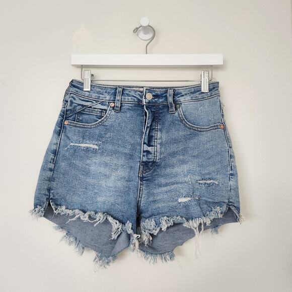 We The Free Pants - We The Free Distressed Raw Hem Curvy High Rise Denim Cutoff Shorts 26
